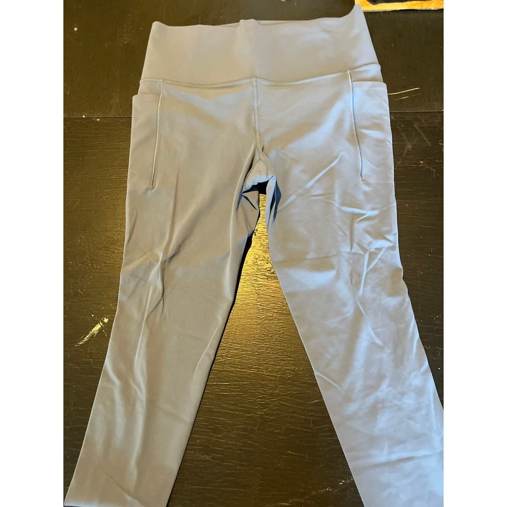 Athleta Crop Leggings‎ High Rise Salutation Light Blue Workout Activewear Pants